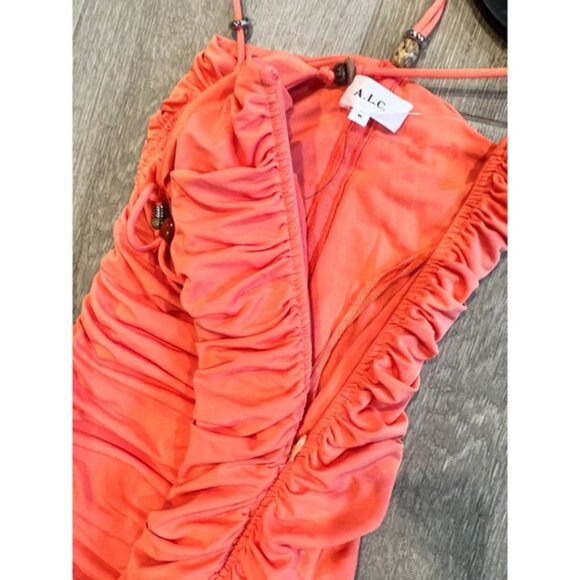 A.L.C. Allegra Ruched Bead-Embellished Midi-Dress Size M - Picture 9 of 13